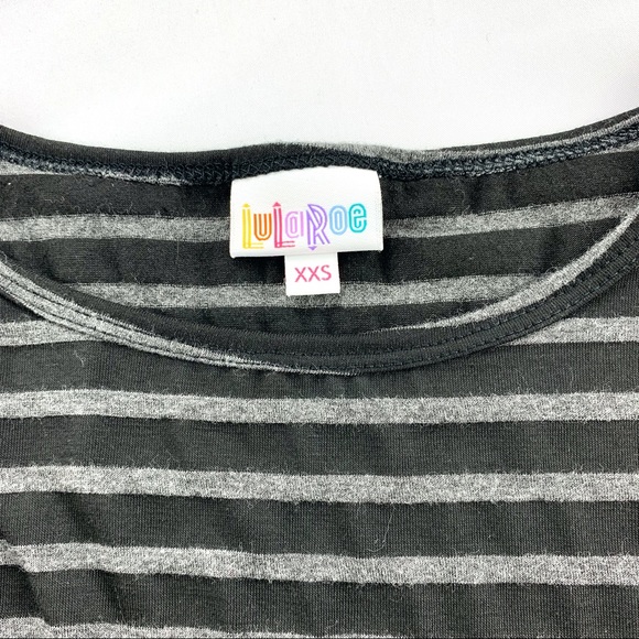LuLaRoe Julia Black Gray Stripe Dress Size XXS - Picture 3 of 5